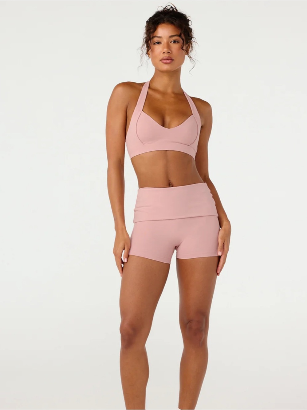 CSB Form Invisible Scrunched Fold Over Shorts 3" Dusty Pink